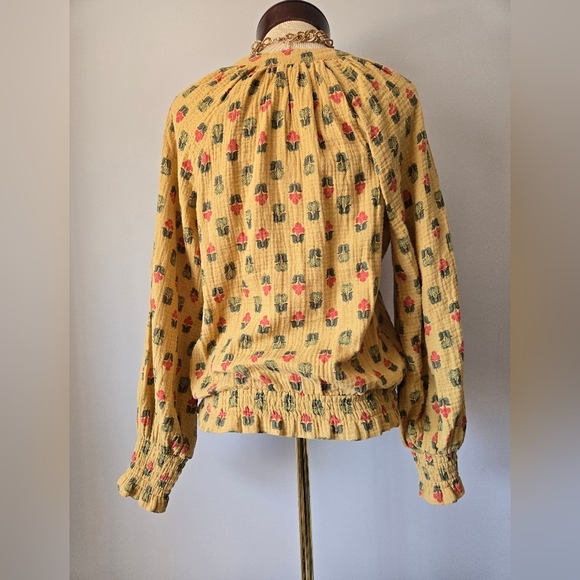 Porridge Anthropologie Elizabeth Floral Yellow Peasant Blouse. Size XS - Picture 8 of 14
